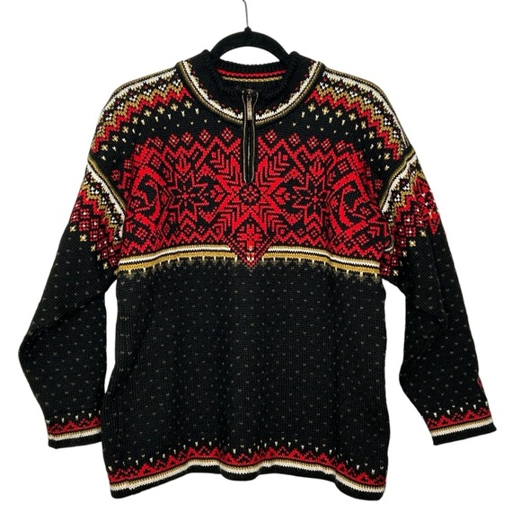 Dale of Norway Vintage Nordic Winter New Wool Pullover Qtr Zip Sweater Sz S - Picture 1 of 14